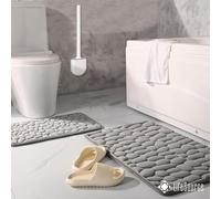 Alfombra de Baño, Alfombra de Baño Antideslizante, Alfombrilla de Baño, Alfombra Baño Absorbente, Alfombra de Baño 40x60 Cm, Alfombra de Baño Antideslizante para Salir de la Ducha, Cepillo WC (Gris)