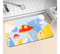 Alfombra de Baño Antideslizante Absorbente Champiñones 100x160cm Alfombrilla Ducha Suave de Secado Rápido, Piedra Diatomita Alfombra Baño, Bath Mat para Puerta Cocina Recibidor y Lavandería 16-68