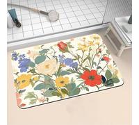 Alfombra de Baño Antideslizante Absorbente Flor 80x120cm Alfombrilla Ducha Suave y Suelo de Secado Rápido, Piedra Diatomita Alfombra Baño, Bath Mat para Puerta Cocina Recibidor y Lavandería 16-94