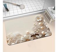 Alfombra de Baño Antideslizante Absorbente Flor 90x120cm Alfombrilla Ducha Suave y Suelo de Secado Rápido, Piedra Diatomita Alfombra Baño, Bath Mat para Puerta Cocina Recibidor y Lavandería 16-92