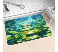 Alfombra de Baño Antideslizante Absorbente Green 120x170cm Alfombrilla Ducha Suave y Suelo de Secado Rápido, Piedra Diatomita Alfombra Baño, Bath Mat para Puerta Cocina Recibidor y Lavandería 16-130