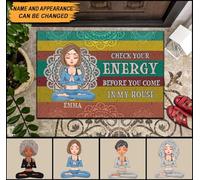 Alfombra De Baño Antideslizante Alfombra Puerta Fácil De Limpiar Felpudo De Entrada para Pasillo Trasera Delantera Entrada Casa 40X60Cm Revisa Tu Energía Antes De Entrar A Mi Casa Yoga