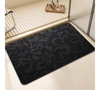 Alfombra de Baño Antideslizante, Alfombrilla Baño Diatomita Lavable a Máquina 100x150cm, Alfombra Cocina Súper Absorbente, Alfombras Cocina de Secado Rápido, Rug para Entrada Bañera Ducha Black 7-138