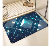 Alfombra de Baño Antideslizante, Alfombrilla Baño Diatomita Lavable a Máquina 40x60cm, Alfombra Cocina Súper Absorbente, Alfombras Cocina de Secado Rápido, Rug para Entrada, Bañera y Ducha Teal 7-1233