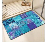 Alfombra de Baño Antideslizante, Alfombrilla Baño Diatomita Lavable a Máquina 50x80cm, Alfombra Cocina Súper Absorbente, Alfombras Cocina de Secado Rápido, Rug para Entrada, Bañera y Ducha Teal 7-1234