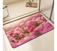 Alfombra de Baño Antideslizante, Alfombrilla Baño Diatomita Lavable a Máquina 60x90cm, Alfombra Cocina Súper Absorbente, Alfombras Cocina de Secado Rápido, Rug para Entrada Bañera Ducha Flower 7-520