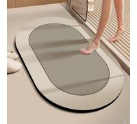 Alfombra de baño antideslizante de diatomeas con diseño rectangular y elegante, bordes redondos, color marrón y gris, 70 x 40 cm, ideal para seguridad y comodidad en el baño