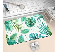 Alfombra de Baño Antideslizante de Diatomita 100x160cm, Alfombras de Entrada, Alfombra Ducha Súper Absorbente de Piedra de Secado Rápido, Bath Mat Lavable para Puerta Bañera Cocina Leaves 2-1432