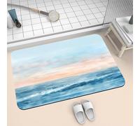 Alfombra de Baño Antideslizante de Diatomita 40x60cm, Alfombras de Entrada, Alfombra Ducha Súper Absorbente de Piedra de Secado Rápido, Bath Mat Lavable para Puerta Bañera Cocina Ocean 2-1390