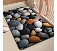 Alfombra de baño antideslizante de tierra de diatomeas, alfombra de baño absorbente de secado rápido para ducha, alfombra de piso de piedra moderna 40 x 30 cm, verde (60 x 90 cm, 6)