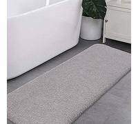 Alfombra de Baño Antideslizante Extra Larga Alfombrilla de Baño Espesa Absorbente Alfombra de Ducha Ultra Suave Corredor de Alfombrillas para Baño Mullido Microfibra - 50 x 122cm (Gris Claro)
