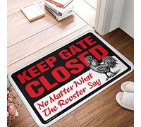 Alfombra de baño antideslizante para cocina de corredor, con texto en inglés "Bee Welcome", mantiene la puerta cerrada sin importar lo que diga el gallo, baño de secado rápido/zona abstracta