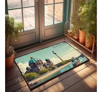 Alfombra de baño antideslizante para entrada delantera, diseño de monumentos icónicos de Berlín: catedral, torre y río, 40 x 60 cm