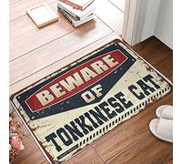 Alfombra de baño antideslizante para puerta de baño | Cuidado con el gato tonkinés pequeño al aire libre puerta de otoño al aire libre (40 x 60 cm)