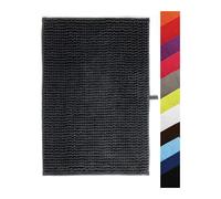 MSV – Alfombra de baño Chenilla 60x90 cm, microfibra antideslizante, gris oscuro, lavable