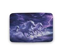 Alfombra de baño con Caballos y Animales de Colores, con un Hermoso Rayo Junto al mar y Reverso Antideslizante, de Microfibra Suave, Ideal para la Entrada del Lavabo de la Ducha, 50 x 81 cm