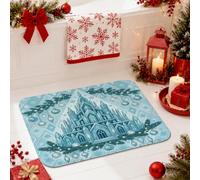 Alfombra de baño con cita navideña de castillo de hielo de invierno, 40,6 x | Tapete de baño, diseño de ramas perennes, adornos colgantes, detalles de copo de nieve, decoración acogedora para el baño