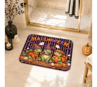 Alfombra de baño con diseño de calabazas, monstruo fantasma, Halloween, color violeta, antideslizante, lavable, de pelo bajo, para decoración de bañera, ducha, 20 x 32 pulgadas