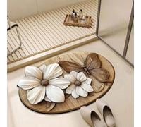 Alfombra de baño con diseño floral y mariposas en 3D realista estilo ilusión óptica imitación madera antideslizante y absorbente alfombra decorativa para el hogar dormitorio cocina baño sofá