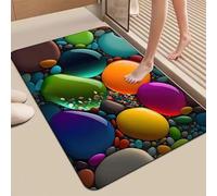 Alfombra de baño con estampado de guijarros 3D, alfombrillas de baño antideslizantes de secado rápido, absorbentes, alfombra de baño de secado rápido frente al fregadero de la cocina(N,80*120cm)