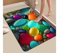 Alfombra de baño con estampado de guijarros 3D, alfombrillas de baño antideslizantes de secado rápido, absorbentes, alfombra de baño de secado rápido frente al fregadero de la cocina(D,45*70cm)