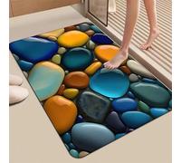 Alfombra de baño con estampado de guijarros 3D, alfombrillas de baño antideslizantes de secado rápido, absorbentes, alfombra de baño de secado rápido frente al fregadero de la cocina(Q,40*60cm)