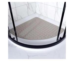 Alfombra de Baño Curva Alfombrilla antideslizante for baño con ventosa y puntos de protrusión, alfombrilla ducha for masaje pies, for puerta en forma abanico, divertida Para el baño(Khaki,65 65CM)