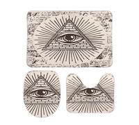 Alfombra De Baño De 3 Piezas Pirámide Triangular del Ojo Que Todo Lo Ve De Dios Alfombra De Contorno Imprimir Antideslizantes Tapa De Inodoro, para Bathroom, Cocina, Dormitorio
