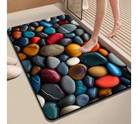 Alfombra de baño de diatomita de guijarros 3D, alfombra de baño antideslizante de secado rápido para ducha y bañera, alfombras de baño con patrón de piedra absorbente (60 x 90 cm, 6)