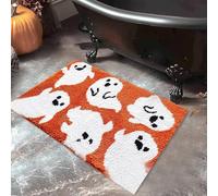 Alfombra de baño de fantasmas de Halloween, antideslizante, lavable, para decoración del hogar, baño, Halloween, color naranja, 40 x 60 cm