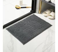 Alfombra de baño de felpilla antideslizante, antimoho, absorción de agua, gruesa, ultrasuave, esponjosa, duradera, lavable a máquina (gris oscuro, 90 x 60 cm)