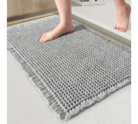 Alfombra de baño de gofre antideslizante súper absorbente, ultrasuave y lavable a máquina, poliéster, 17 x 24 pulgadas, marrón (B)