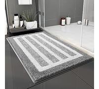 Alfombra de baño de lujo, súper suave y gruesa, absorbente de agua, tamaño grande, alfombra de baño con parte inferior antideslizante para baño, cocina, dormitorio, gris, 50 x 80 cm