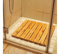 Alfombra de baño de Madera, Alfombrilla de Ducha de Madera de Cedro con diseño de Listones, for baño, Interior y Exterior, Varios tamaños(50x50cm/20x20in)