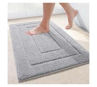 Alfombra de baño de microfibra antideslizante, lavable, absorbe el agua, resistente a la suciedad, de terciopelo, color gris, 60 x 90 cm, alfombra de baño suave, perfecta para uso doméstico