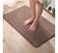 Alfombra de baño de microfibra de pelo alto, superabsorbente, para bañera, ducha, inodoro, color marrón sólido, 50 x 80 cm