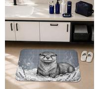 Alfombra de baño de nutria, diseño de conchas de burbujas de playa, color gris, esencial para dormitorio universitario, tapete de baño peludo para tocador, decoración del suelo, 16 x 24 pulgadas