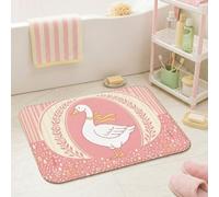 Alfombra de baño de pato, diseño de rayas florales de primavera, melocotón, universitario, esenciales, estética, para tocador, decoración de fregadero, 16 x 24 pulgadas
