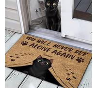 Alfombra De Baño Duradero Tapete para Puerta Divertidos Felpudo De Bienvenida para Trasera Delantera Pasillo Cocina 40X60Cm Nunca Orinarás Solo, Gato