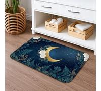 Alfombra de baño floral de secado rápido, diseño vintage de hojas de horizonte nocturno, absorbente, antideslizante, alfombra de baño decorativa de franela lavable para baño, inodoro, baño, 20 x 32