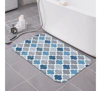Alfombra de baño geométrica abstracta de Marruecos, tierra de diatomeas, súper absorbente, de secado rápido, antideslizante, de perfil bajo, alfombra de baño para ducha y fregadero, 16.0 x 24.0 in