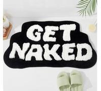 Alfombra de baño "Get Naked" de forma irregular - Alfombra de baño divertida, pequeña y linda, antideslizante azul y blanco, 78,7 x 45,7 cm (Negro)