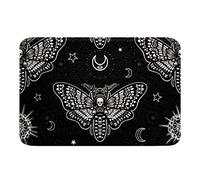 Alfombra de baño gótica con calavera, esqueleto, hueso, bohemio, mandala y mariposa, alfombrilla para el suelo, decoración para el cuarto de baño, color negro, 40.6x50.6 cm