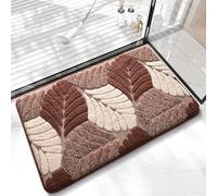Alfombra de Baño Hojas Marrones Rojas Alfombra Baño Secado Rapido Antideslizante para Salir de la Ducha Tacto Suave Alfombras Cocina Lavable a Máquina Fácil de Limpiar (50x80cm)