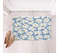 Alfombra De Baño Margarita Blanca Azul Oscuro 40X60Cm Felpudo Entrada Absorbente Antideslizante Alfombra Entrada para Suelos Entrar Pasillo