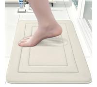 Alfombra de baño minimalista antideslizante de vellón coral, tapete para piso, tapete para puerta de baño, diseño de vellón, lavable - Revestimiento inferior con base antideslizante de PVC