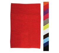 MSV Alfombra de baño MS2517 Chenille Microfibra antideslizante lavable 60 x 90 cm Rojo