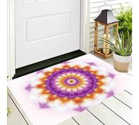 Alfombra De Baño Naranja Rosa Mandala Circular 3D Felpudo De Bienvenida Antideslizante Tapete Arte Fantástico para Puerta Felpudo De Entrada Exterior Pasillo Trasera Delantera,50X80Cm