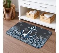 Alfombra de baño náutica de secado rápido, diseño bohemio de olas del océano, absorbente, antideslizante, alfombra decorativa de verano de franela lavable para baño, inodoro, baño, 16 x 24 pulgadas