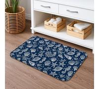 Alfombra de baño náutica de secado rápido, diseño de estrellas de mar y conchas marinas, absorbente, antideslizante, de franela, lavable, decorativa, 40,6 x 60,9 cm